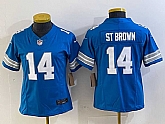 Women's Detroit Lions #14 Amon Ra St Brown Limited Blue 2024 FUSE Vapor Jersey,baseball caps,new era cap wholesale,wholesale hats